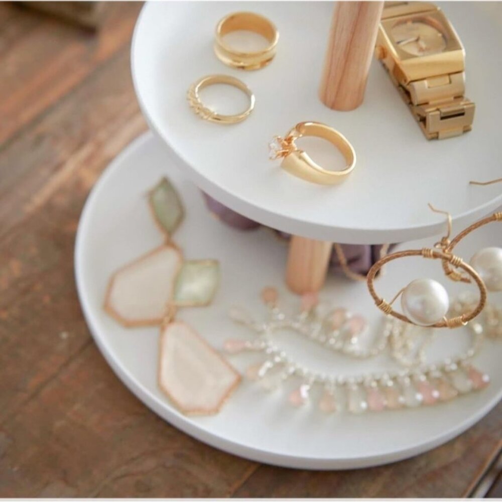 Small White Jewelry storage tray Tiered Accessory Tray Tiered Tray Display tray - Picture 2 of 4